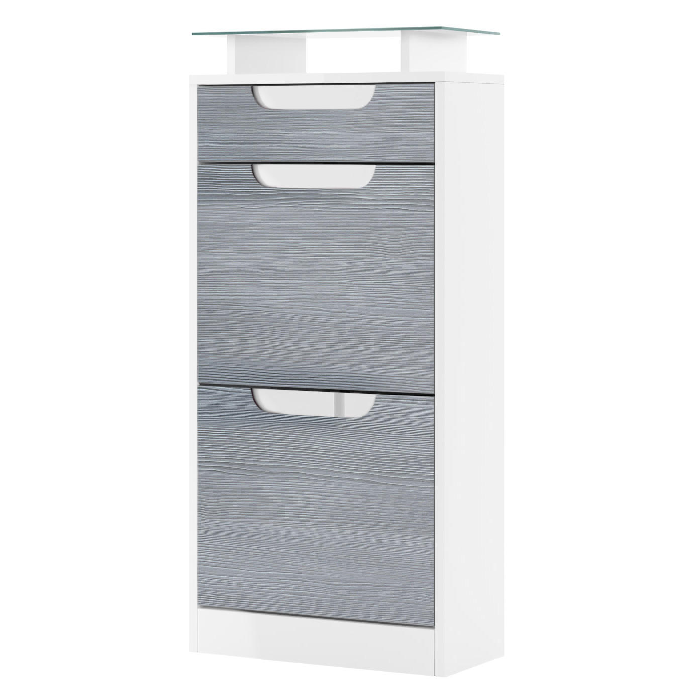 SCHUHSCHRANK Fiesta Avola-Anthrazit / Weiß Hochglanz - Anthrazit, Holzwerkstoff (46/104/23cm) - Vladon