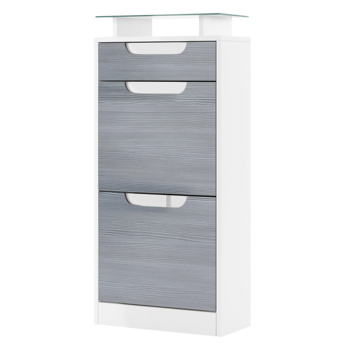SCHUHSCHRANK Fiesta Avola-Anthrazit / Weiß Hochglanz - Anthrazit, Holzwerkstoff (46/104/23cm) - Vladon