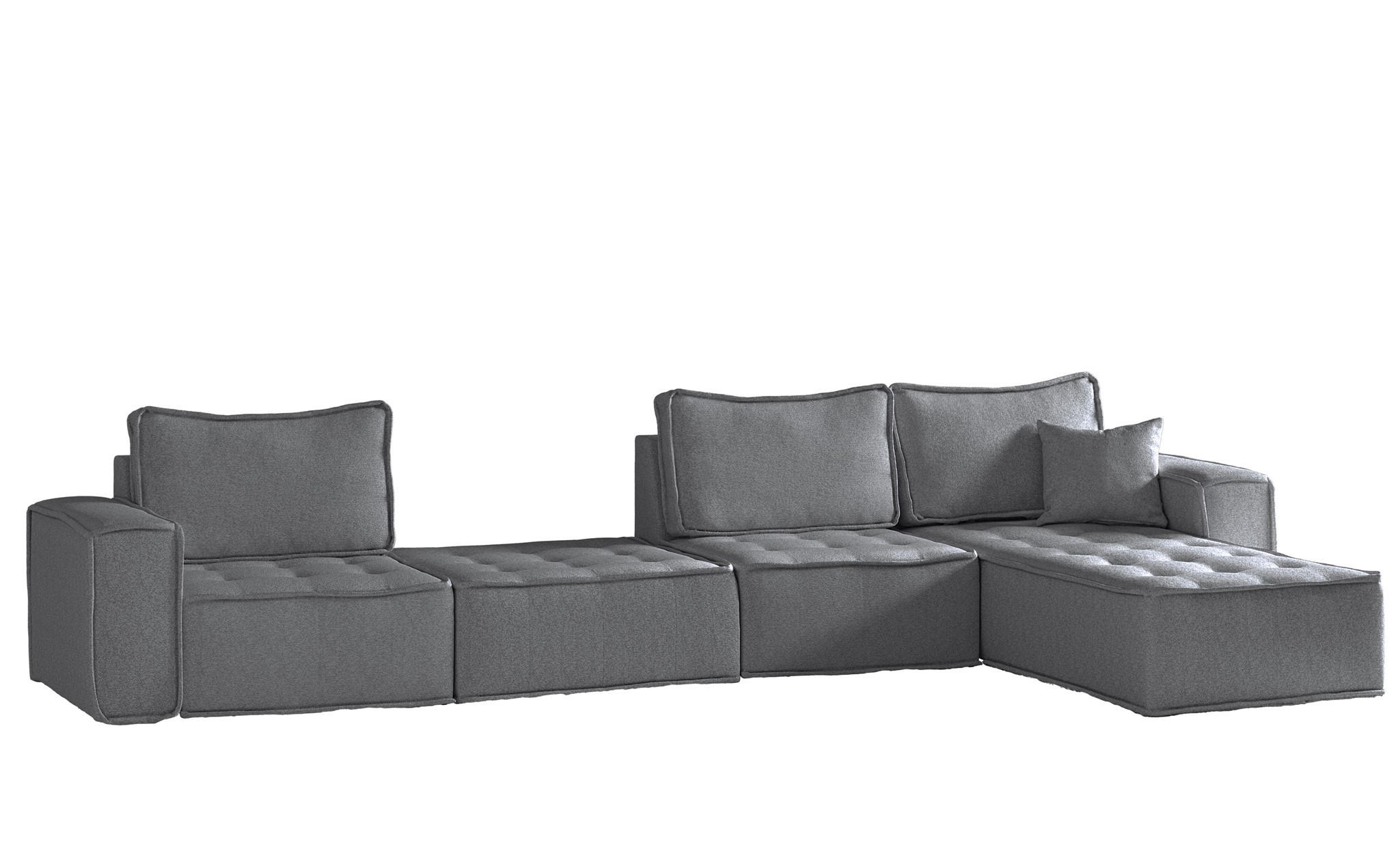 ECKSOFA Sande Xl In Alpine - Anthrazit, Holzwerkstoff/Textil (372/192cm) - Fun Möbel