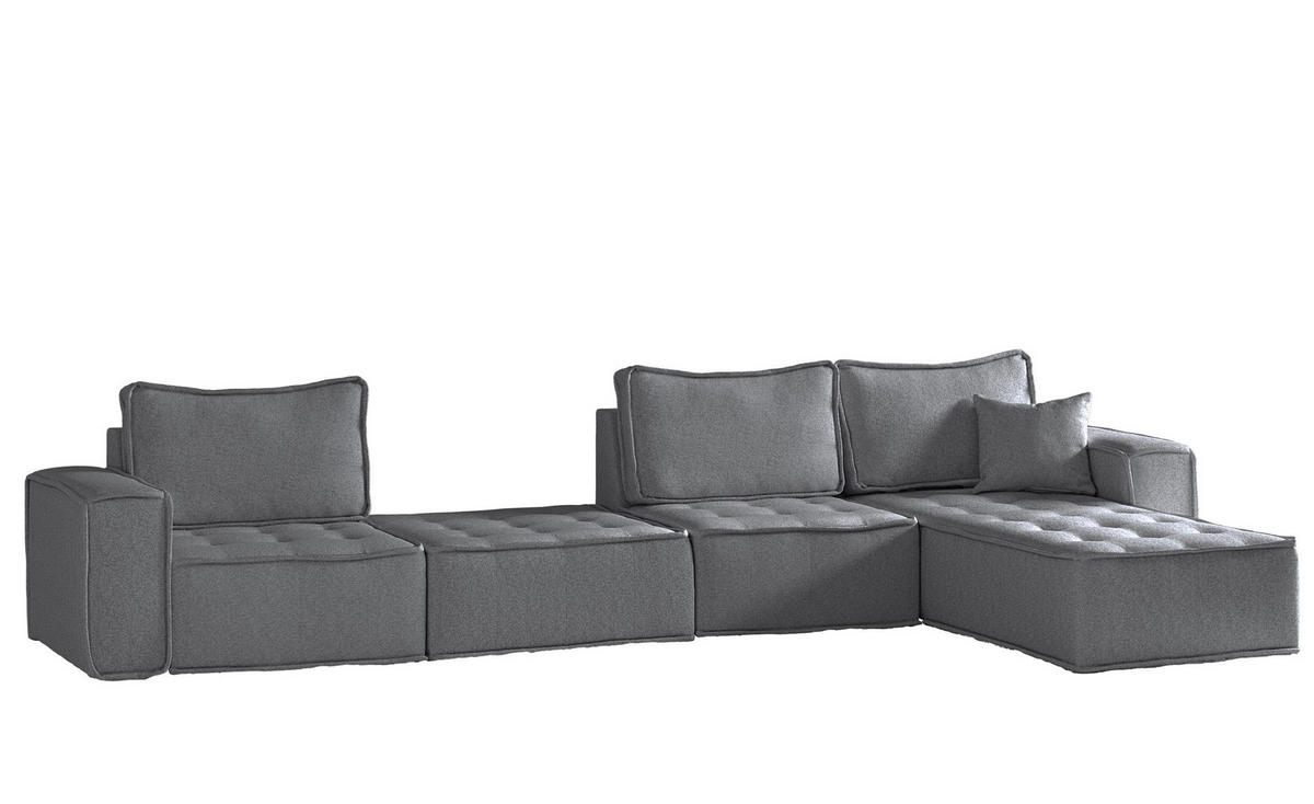 ECKSOFA Sande Xl In Alpine - Anthrazit, Holzwerkstoff/Textil (372/192cm) - Fun Möbel