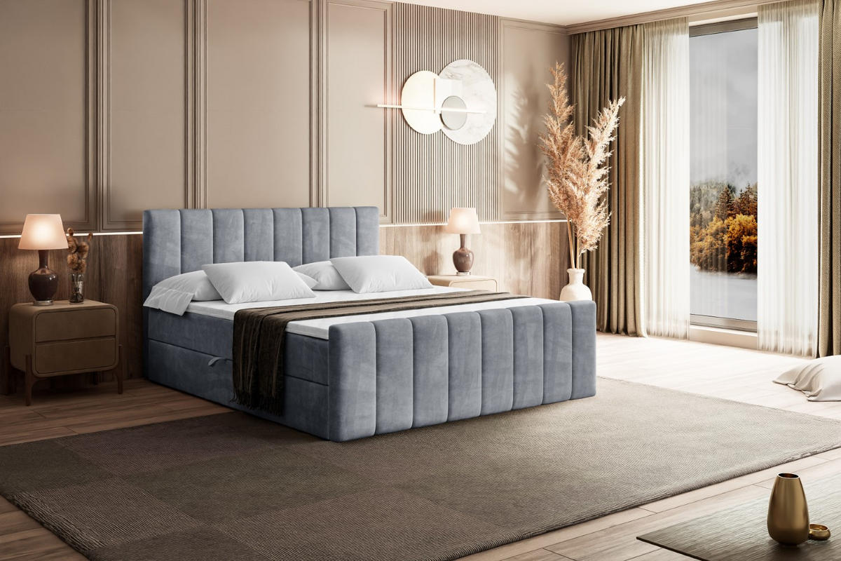 AMERICKÁ postel OTTA-Z – 200 x 200 cm – H3 – šedá - šedá, kompozitní dřevo (200/200cm) - ALTDECOR