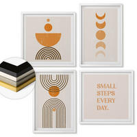 WANDBILDER 4er-Set - 50x50 cm & 40x60 cm Weißer Rahmen - Minimalistische Boho-Muster - Weiß, Kunststoff (50/50cm) - ArtPrintCave