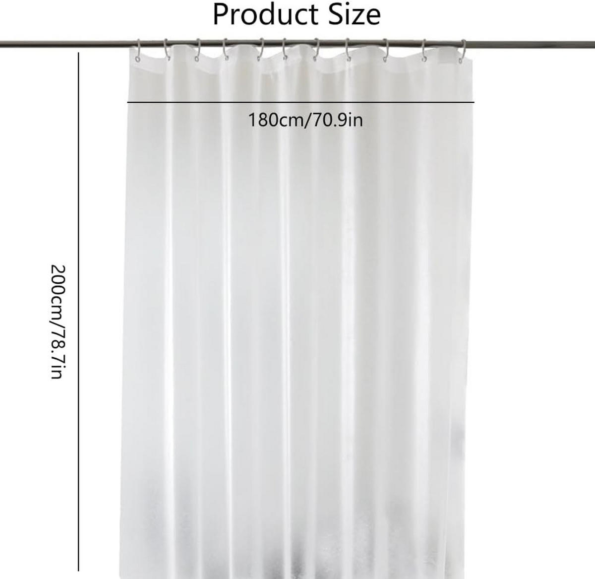 DUSCHVORHANG schimmelresistent schnell trocknend mit Haken für Duschen und Badezimmer - Transparent, Kunststoff (180/200cm) - MCBOSON