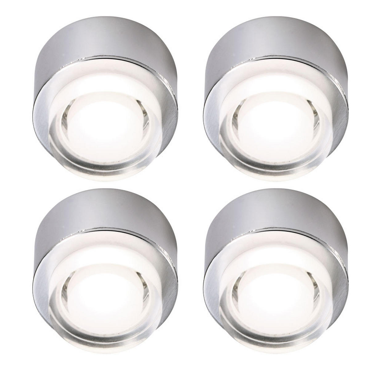 LED WANDLEUCHTE Silber Metall Rund 4er Set - Silberfarben, Metall (4/3.2/4cm)