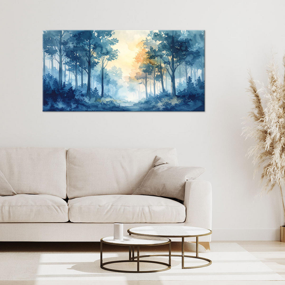 LEINWANDBILD Natur und Botanik 120x60cm - Blau, Textil (120/60cm) - Feeby