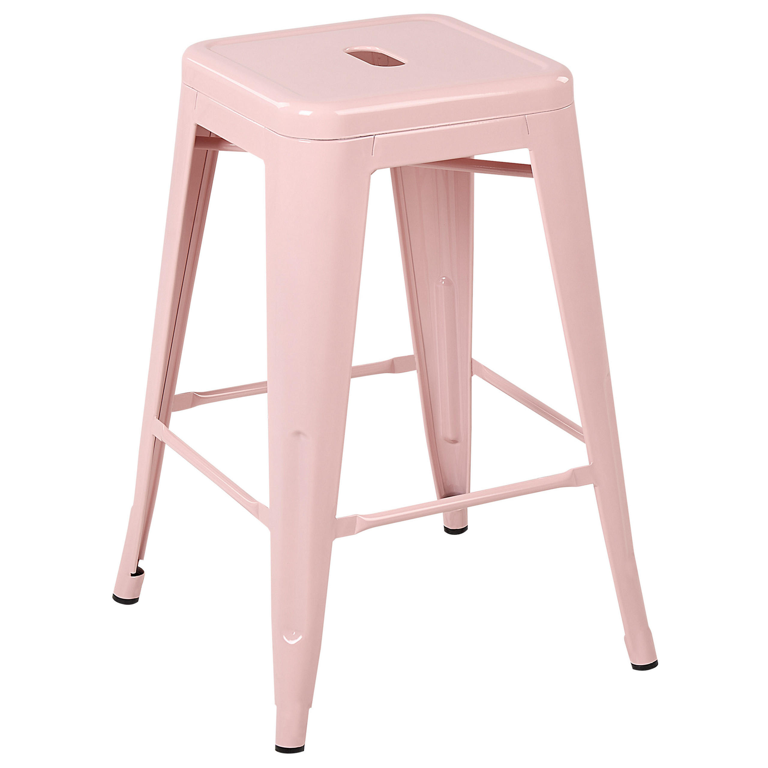 HOCKER 2er-Set Stahl Rosa Cabrillo - Pink, Metall (42/60/42cm) - Beliani