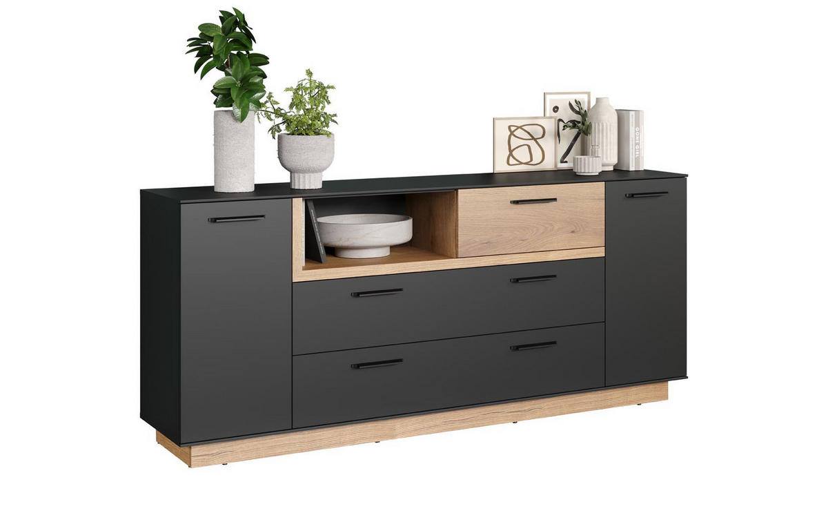 SIDEBOARD Synnax Grau - Grau, Holzwerkstoff (187/187/81cm) - ebuy24