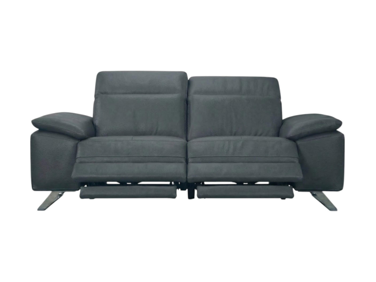 3-SITZER Sofa Genius Echtleder mit 2 x Relaxfunktion Anthrazit - Anthrazit, Leder/Metall (220/80/104cm)
