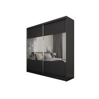 SCHWEBETÜRENSCHRANK AZZURRA 200/216/61 cm 2-türig mit Spiegel Schwarz - Schwarz, Holzwerkstoff (200/216/61cm) - MASSENO