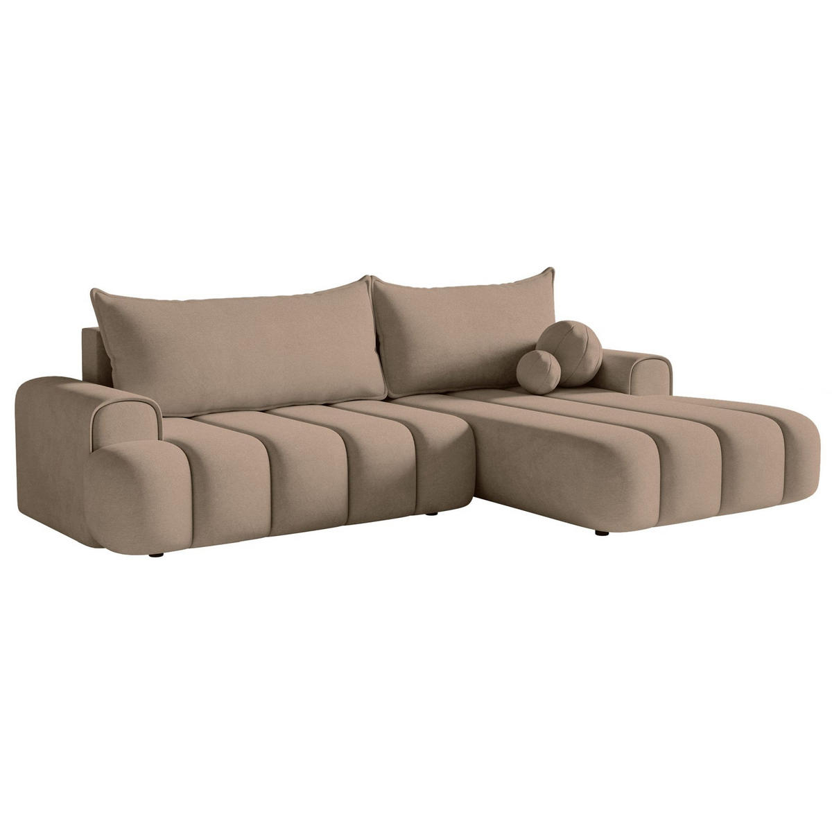 ECKSOFA Dandelino Dunkelbeige mit Samtbezug, rechts - Beige/Schwarz, Kunststoff/Textil (275/168cm) - Selsey