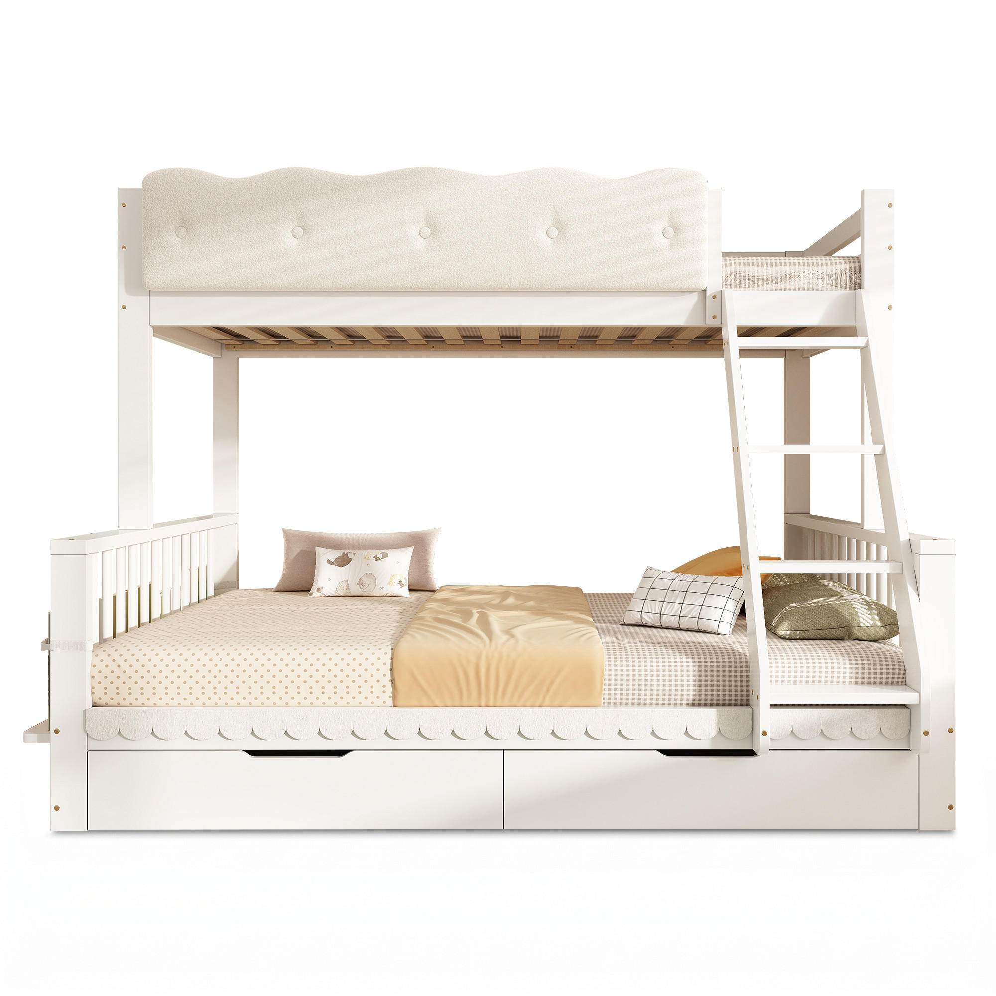ETAGENBETT 90/200 cm & 140/200 cm in Weiß mit Schubladen und Zeitschriftenständer - Weiß, Holz/Holzwerkstoff (140/200cm) - CHICFURN