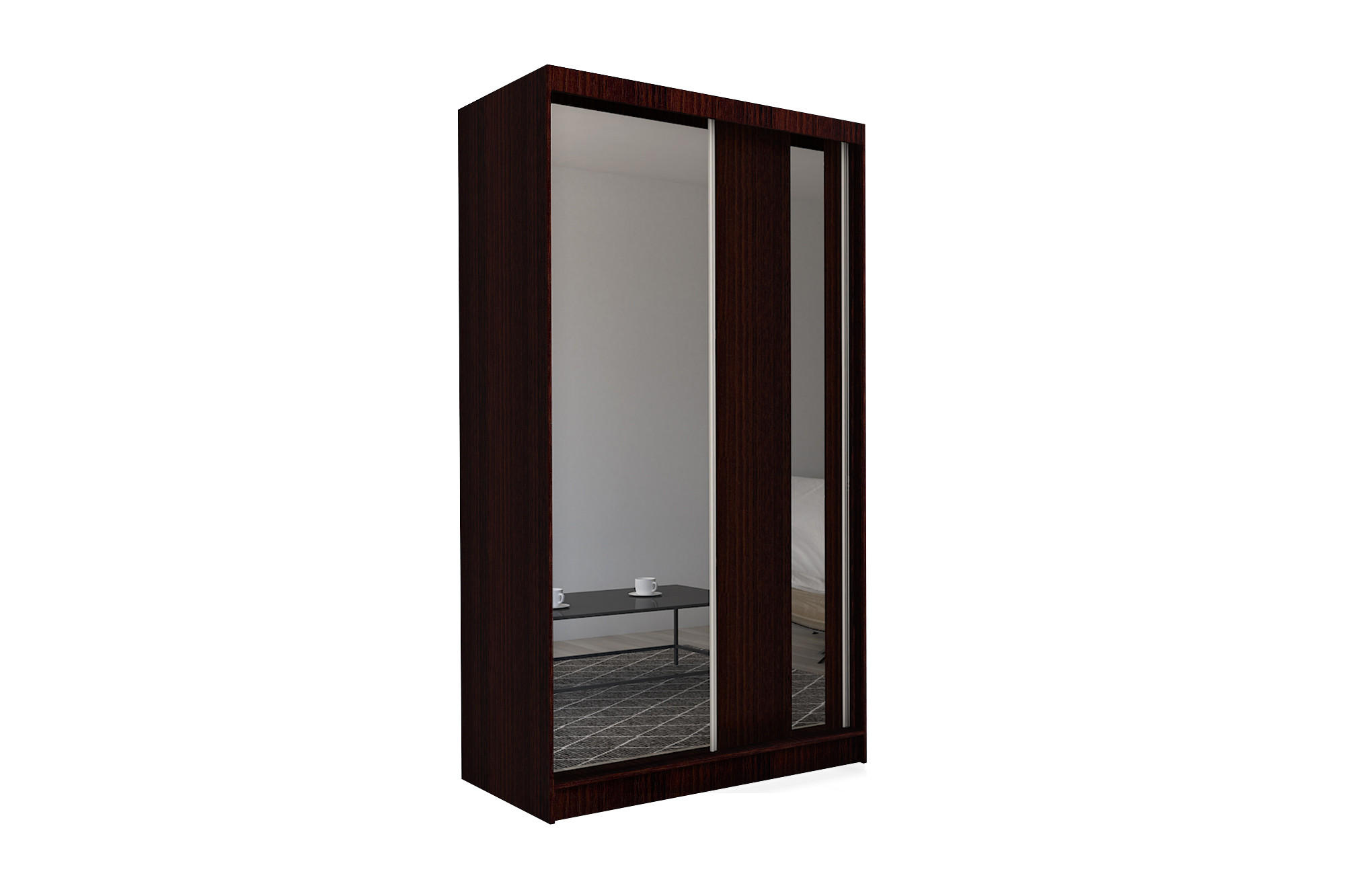SCHWEBETÜRENSCHRANK GRAZIA 150/216/61 cm 2-türig mit Spiegel Wengefarben - Wengefarben, Holzwerkstoff (150/216/61cm) - MASSENO