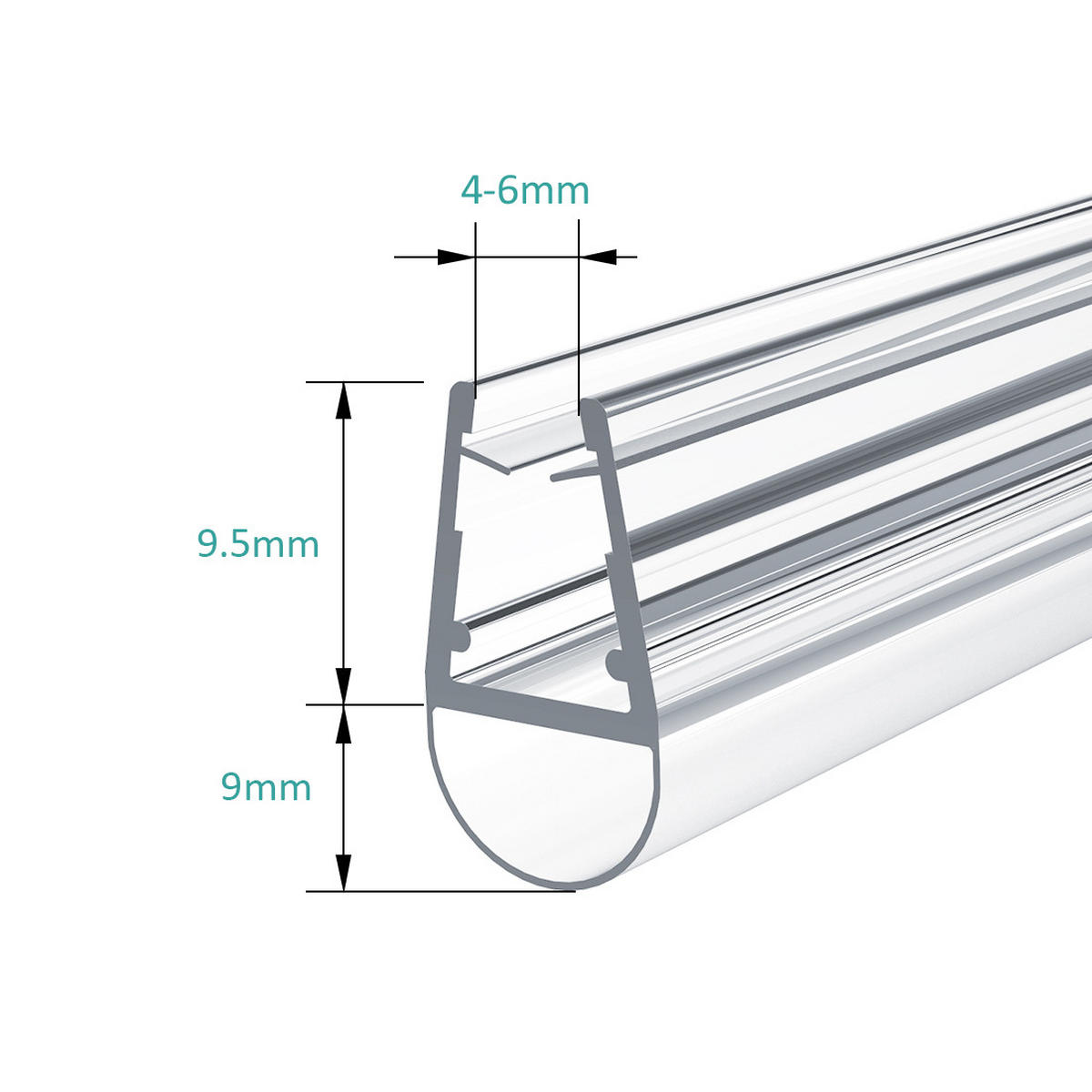 WASSERABWEISPROFIL Geeignet für 4–6 mm Sicherheitsglas 80 cm - Transparent, Kunststoff (0.6/1.8/80.3cm) - EMKE