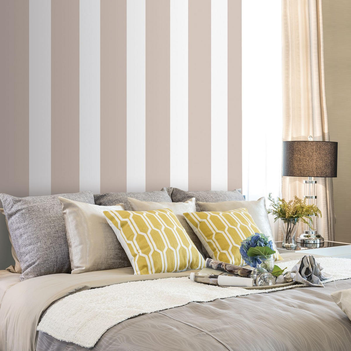 TAPETE Streifen 53 cm x 10.05 m - Beige, Papier (53/0.1cm) - Sanders & Sanders