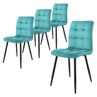 ESSZIMMERSTUHL Samt Petrol 4er Set - Blau, Metall (41/89/49cm) - ML-DESIGN