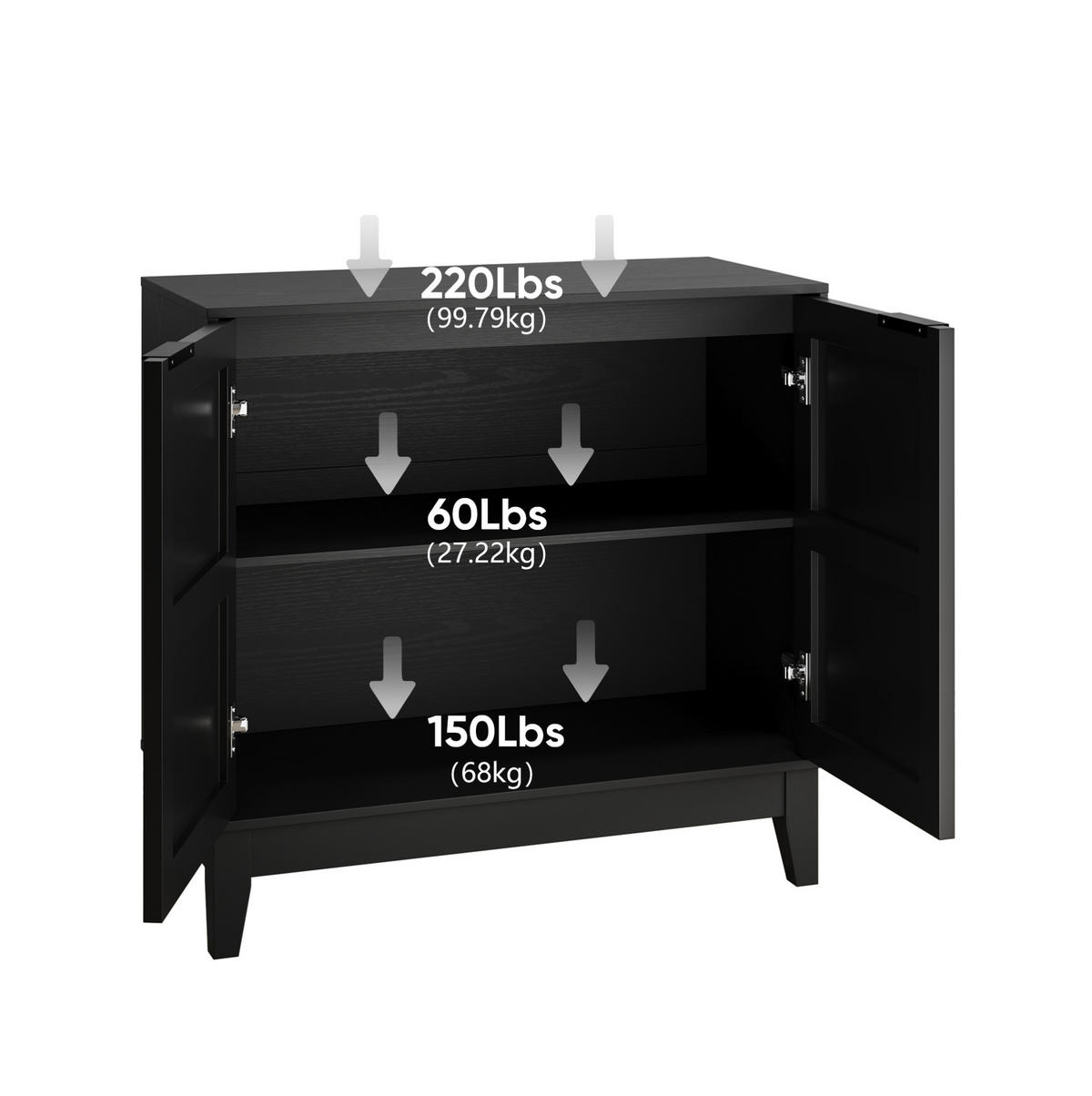 SIDEBOARD 80/38/76 cm Schwarz aus MDF mit Blumenschnitzerei - Schwarz, Holzwerkstoff (38/76/80cm) - OKMYHOME