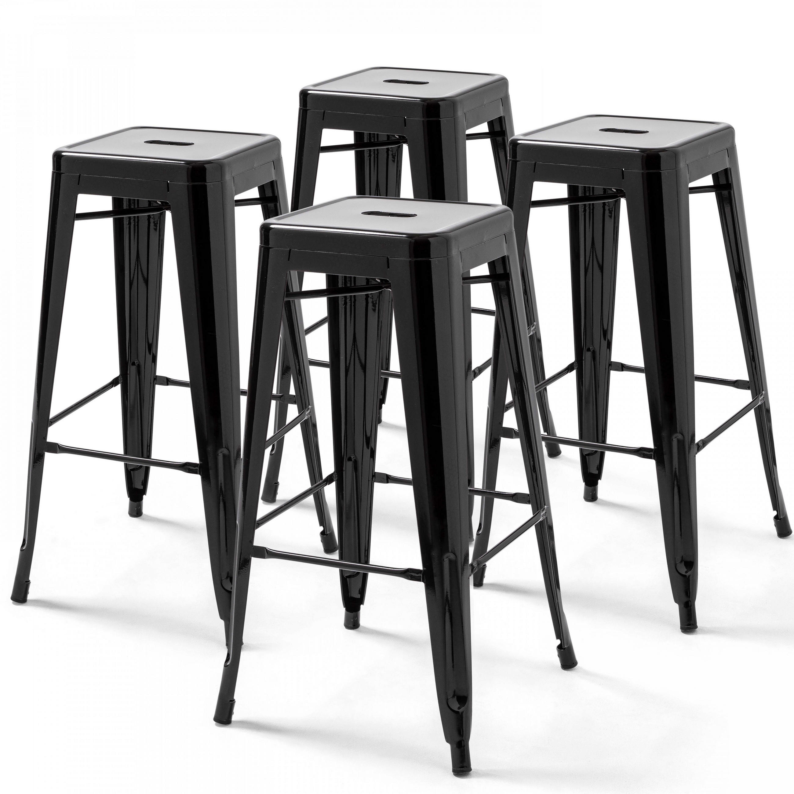 HOCHSTUHL 4-tlg., Schwarz - Schwarz, Metall (43/76/43cm) - Oviala
