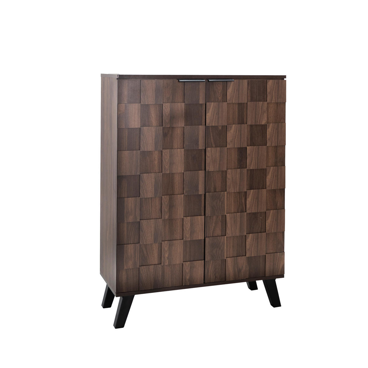 SCHUHSCHRANK 80/35,5/110 cm in Dunkle Holzfarbe aus Spanplatte mit verstellbaren Einlegeböden - Walnussfarben/Schwarz, Holzwerkstoff/Metall (80/110/35.5cm) - CHICFURN