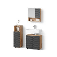 BADMÖBEL-SET Ronco Anthrazit gestreift 3 Teile - Anthrazit, Holzwerkstoff (60/59/30cm) - Livinity®