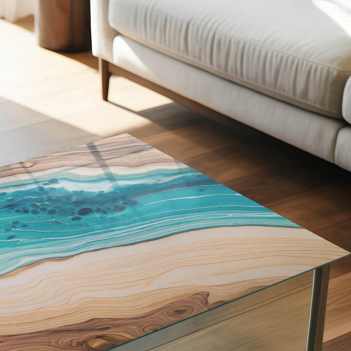 TISCHPLATTE 50x50 cm – Geodenkunst - Beige, Glas (50/50/0.4cm) - Wallfluent