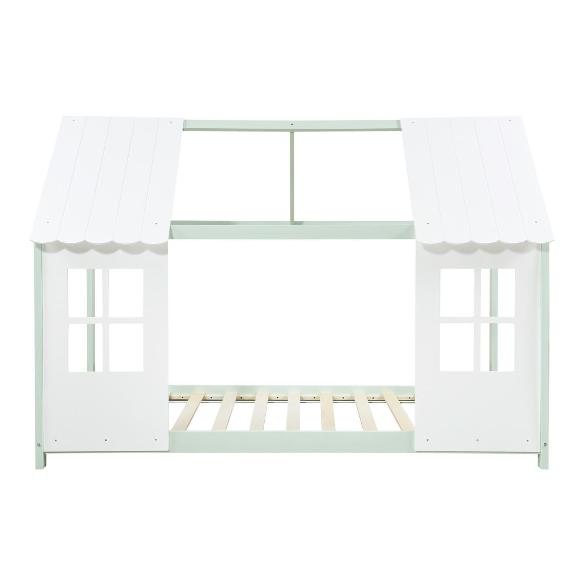 HAUSBETT Tostedt - Weiß/Mintgrün, Holz (90/200cm) - [en.casa]