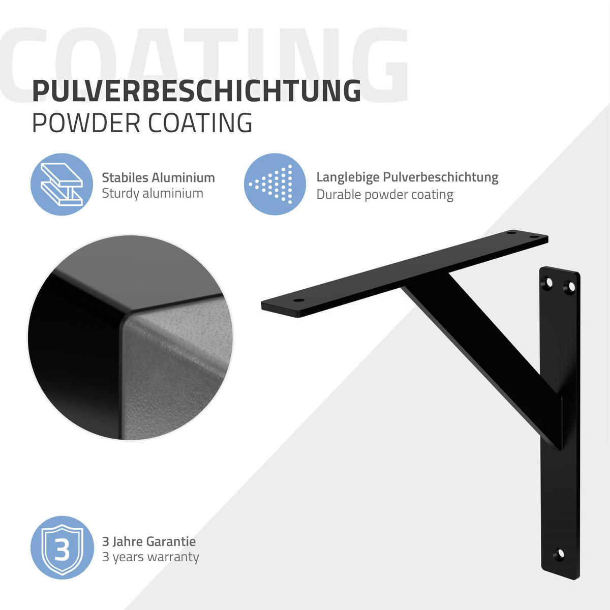 REGALTRÄGER 2er Set - Schwarz, Metall (24/3/24cm) - ML-DESIGN