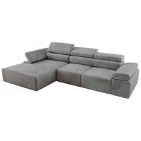 ECKSOFA RILASSO L Hellgrau Velvet - links - Hellgrau/Schwarz, Kunststoff/Textil (296/174cm) - MKS