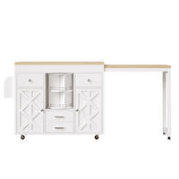 BARTISCH AUSZIEHBAR Küchenwagen Servierwagen Rollen Organizer - Weiß, Holzwerkstoff (180/91/40cm) - FLIEKS