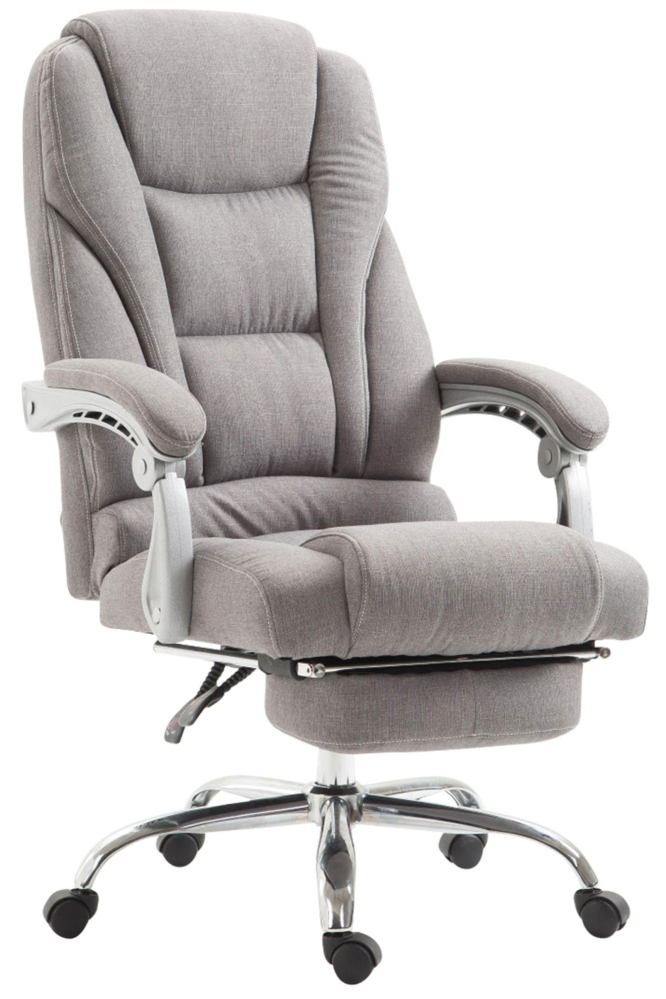 CHEFSESSEL Stoff grau - Chromfarben/Grau, Textil/Metall (68/118/64cm) - CLP