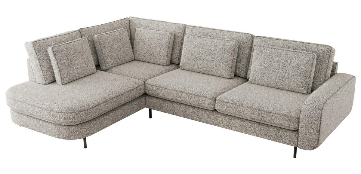 ROHOVÁ SEDAČKA CALENO L - Světle šedá Strukturovaná látka - Pravá Strana - černá/světle šedá, kov/textil (317/225cm) - MKS