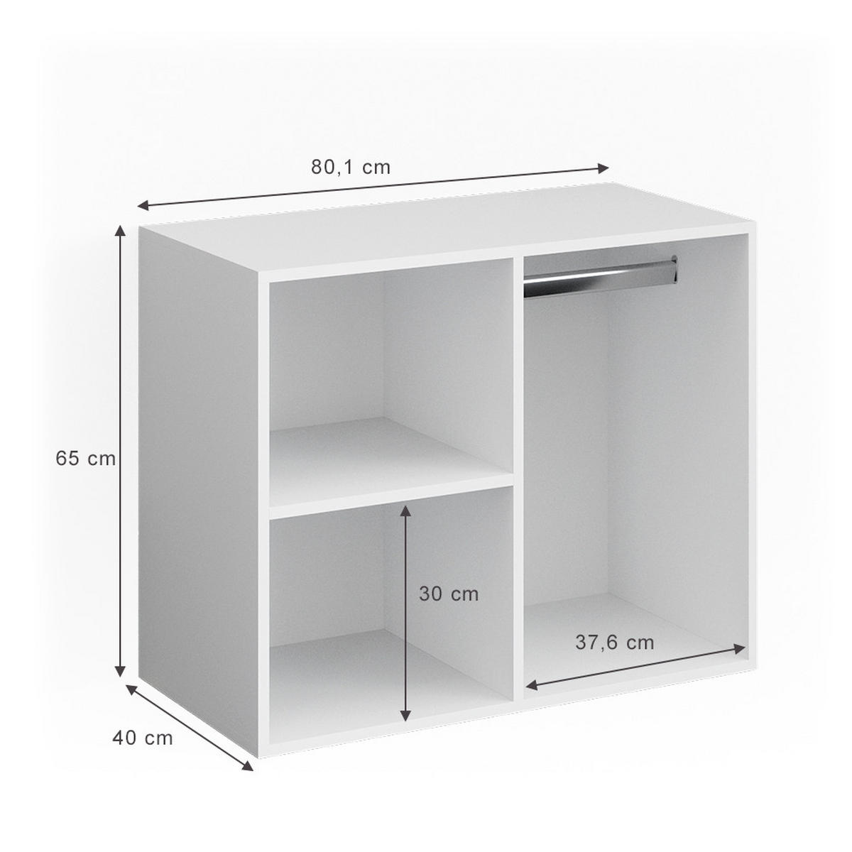 ANSTELLSCHRANK Isabelle Weiß 80.1 x 65 cm - Weiß, Holzwerkstoff (80.1/65/40cm) - Vicco