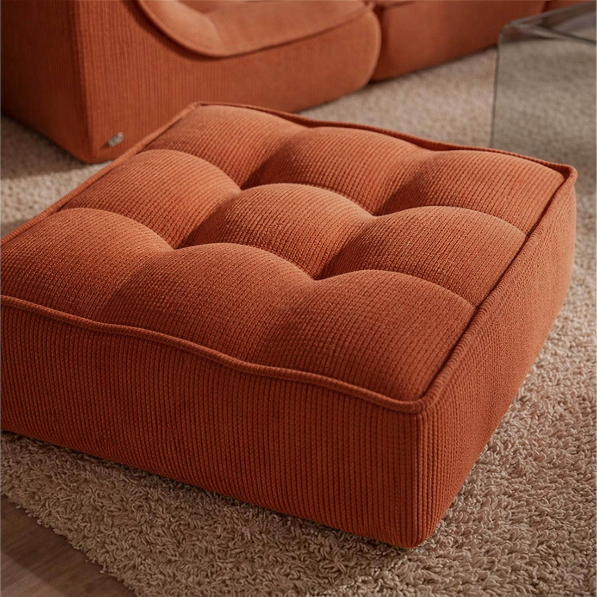 SITZPUFF, Terrakotta - Rot, Textil (80/32/75cm) - Oviala