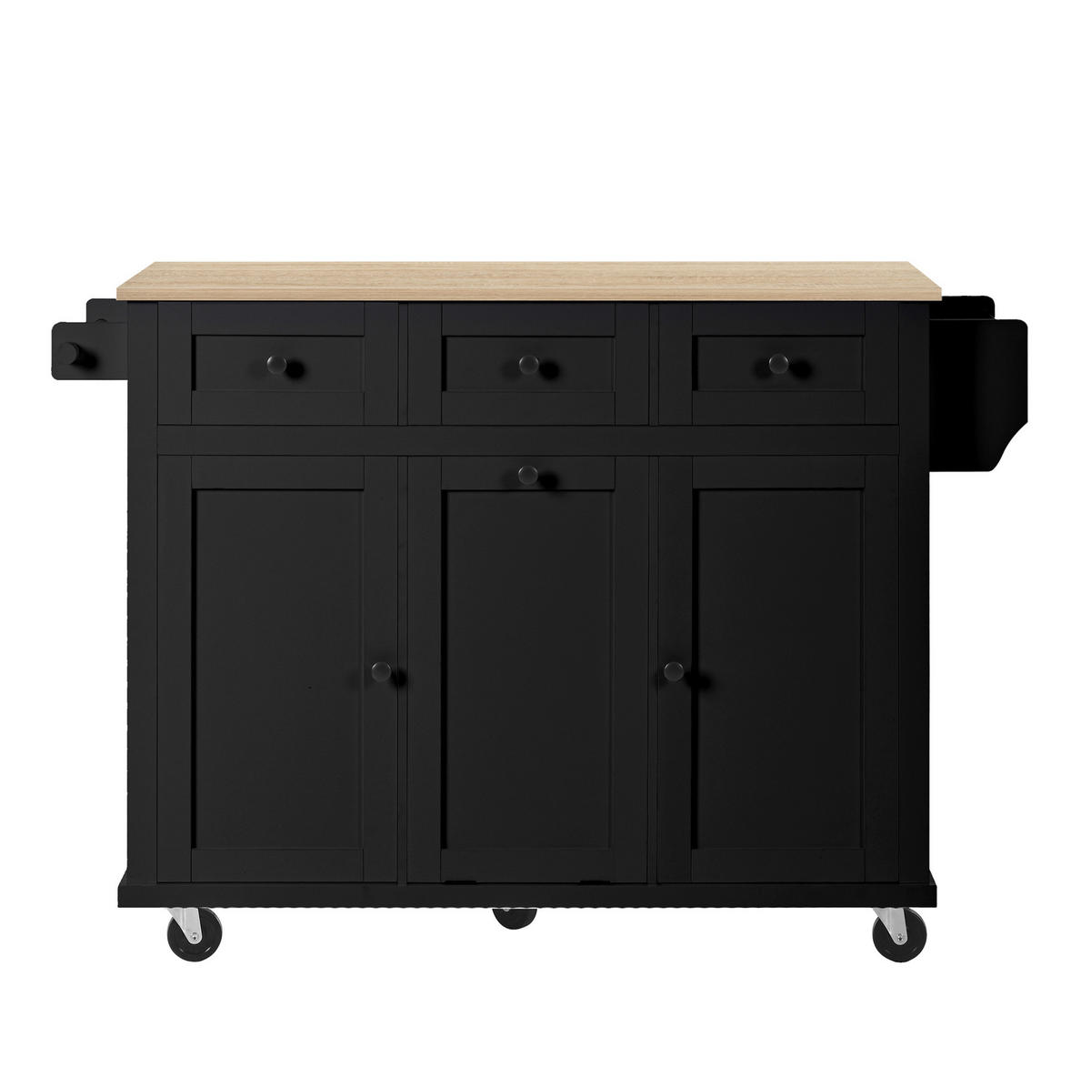 KÜCHENINSEL mit ausziehbarer Arbeitsplatte 112 cm Schwarz/Natur - Schwarz, Holz (46.2/92.7/131.2cm) - Beauniv