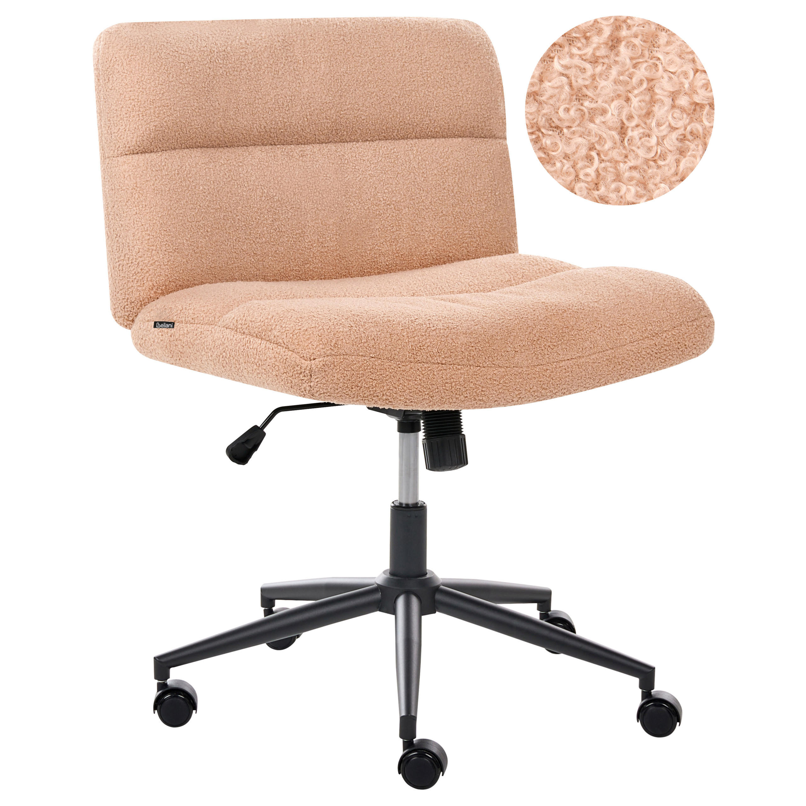 SCHREIBTISCHSTUHL Bouclé Pfirsichrosa Catlin - Pink, Textil (64/80/68cm) - Beliani