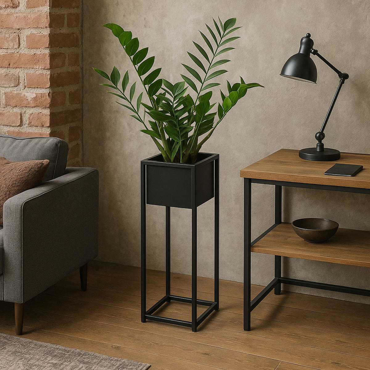 BLUMENSTÄNDER Schwarz 60 cm - Schwarz, Metall (21.5/21.5/61cm) - Mat-Haus