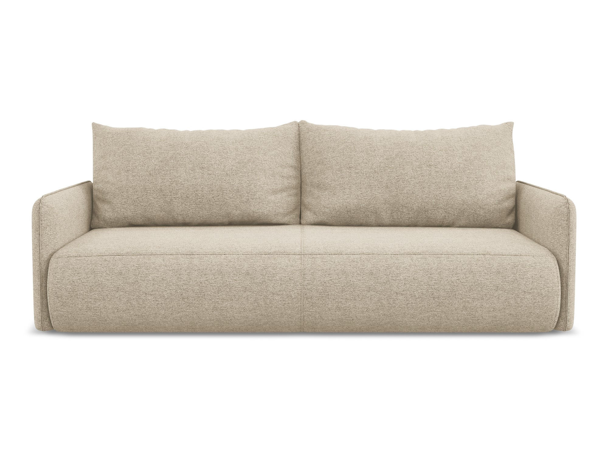 3-SITZER SOFA mit Schlaffunktion Chenille Stoff Beige - Beige/Schwarz, Kunststoff/Textil (216/86/105cm) - Makamii