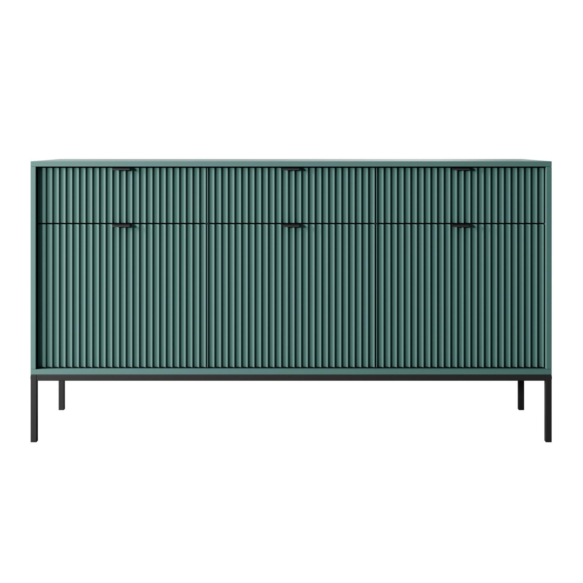 SIDEBOARD Vellore Grün mit schwarzem Gestell 154 cm - Schwarz/Grün, Holzwerkstoff/Metall (154/83/39cm) - Selsey