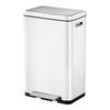 MÜLLEIMER Stilvoller Rechteckiger Mit Extra Breitem Pedal & Gedämpften Stay Open Deckel 63,7 x 36,2 x 29,7 cm 30 Liter Weiß - Weiß, Metall (36.2/63.7/29.7cm) - PROREGAL