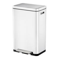 MÜLLEIMER Stilvoller Rechteckiger Mit Extra Breitem Pedal & Gedämpften Stay Open Deckel 63,7 x 36,2 x 29,7 cm 30 Liter Weiß - Weiß, Metall (36.2/63.7/29.7cm) - PROREGAL