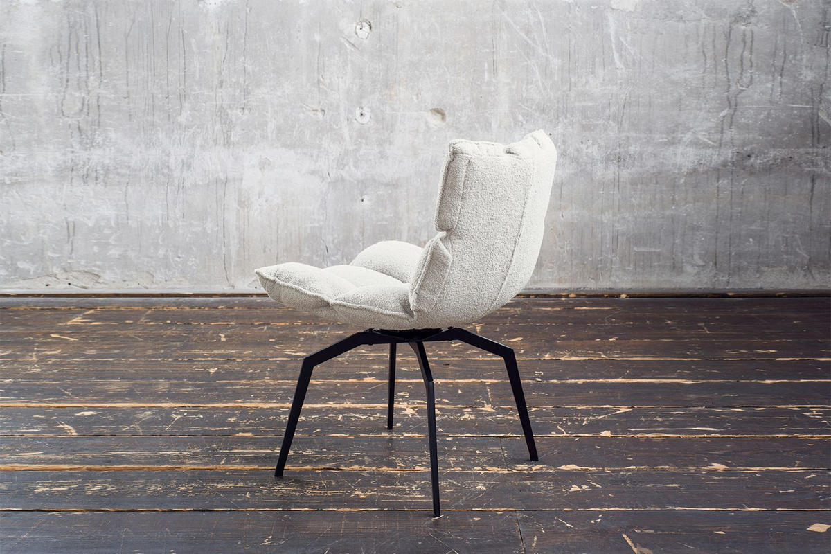 ESSZIMMERSTUHL BARO Weiß Webstoff Drehbar (360°) (1er-Set) - Weiß, Kunststoff/Textil (54/86/65cm) - KAWOLA