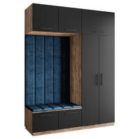 GARDEROBENSCHRANK REMA 180/240/60 cm Modern Garderobe-Set Eiche Lefkas - Blau/Eichefarben, Holzwerkstoff (180/240/60cm) - MASSENO