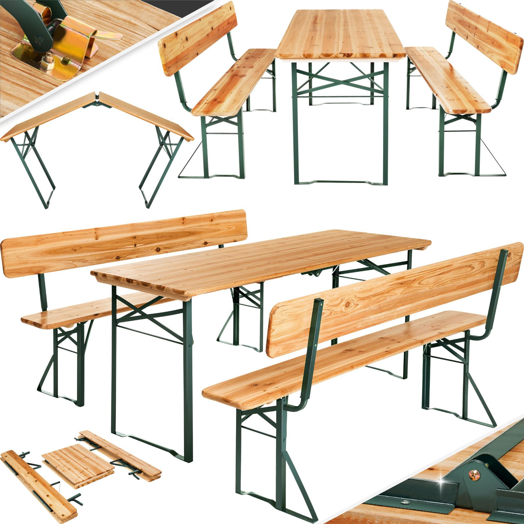 BIERZELTGARNITUR Franz,Holzlackierung mit Klarlack,braun - Braun, Naturmaterialien/Holz - tectake