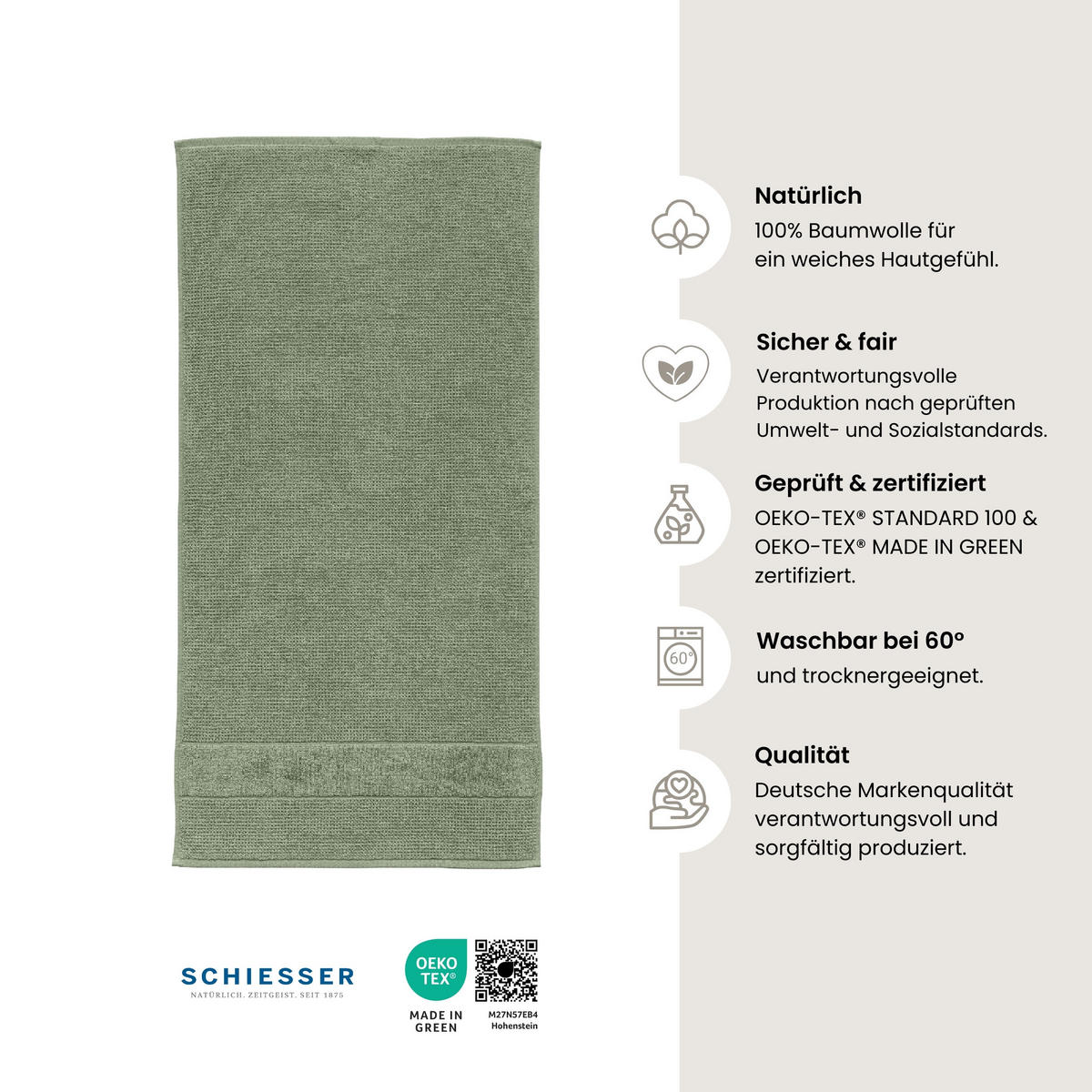 SAUNATUCH Turin - 75 x 200 cm - Grün - Grün, Textil (75/200cm) - SCHIESSER