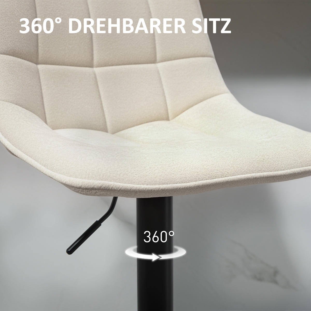 BARHOCKER 2er-Set, Gepolstert Barstuhl mit Lehne, Chenille-Optik Beige - Beige/Schwarz, Kunststoff/Textil (47/117/53cm) - HOMCOM