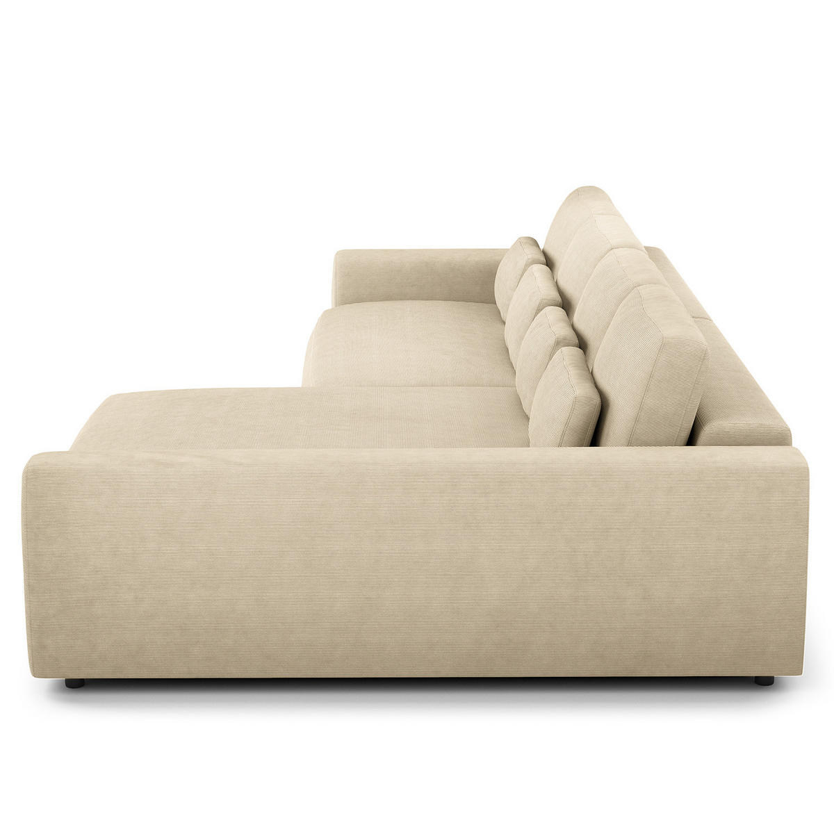 ECKSOFA mit XXL-Longchair - Beige/Schwarz, Kunststoff/Textil (323/182cm) - home24