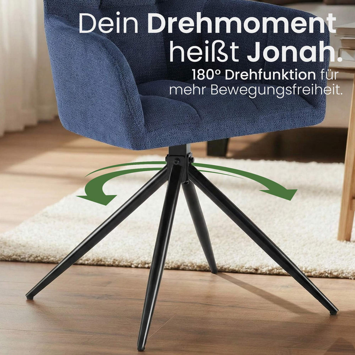 ARMLEHNENSTUHL Stoff Dunkelblau - Schwarz/Dunkelblau, Textil/Metall (59/87/59cm) - CLP