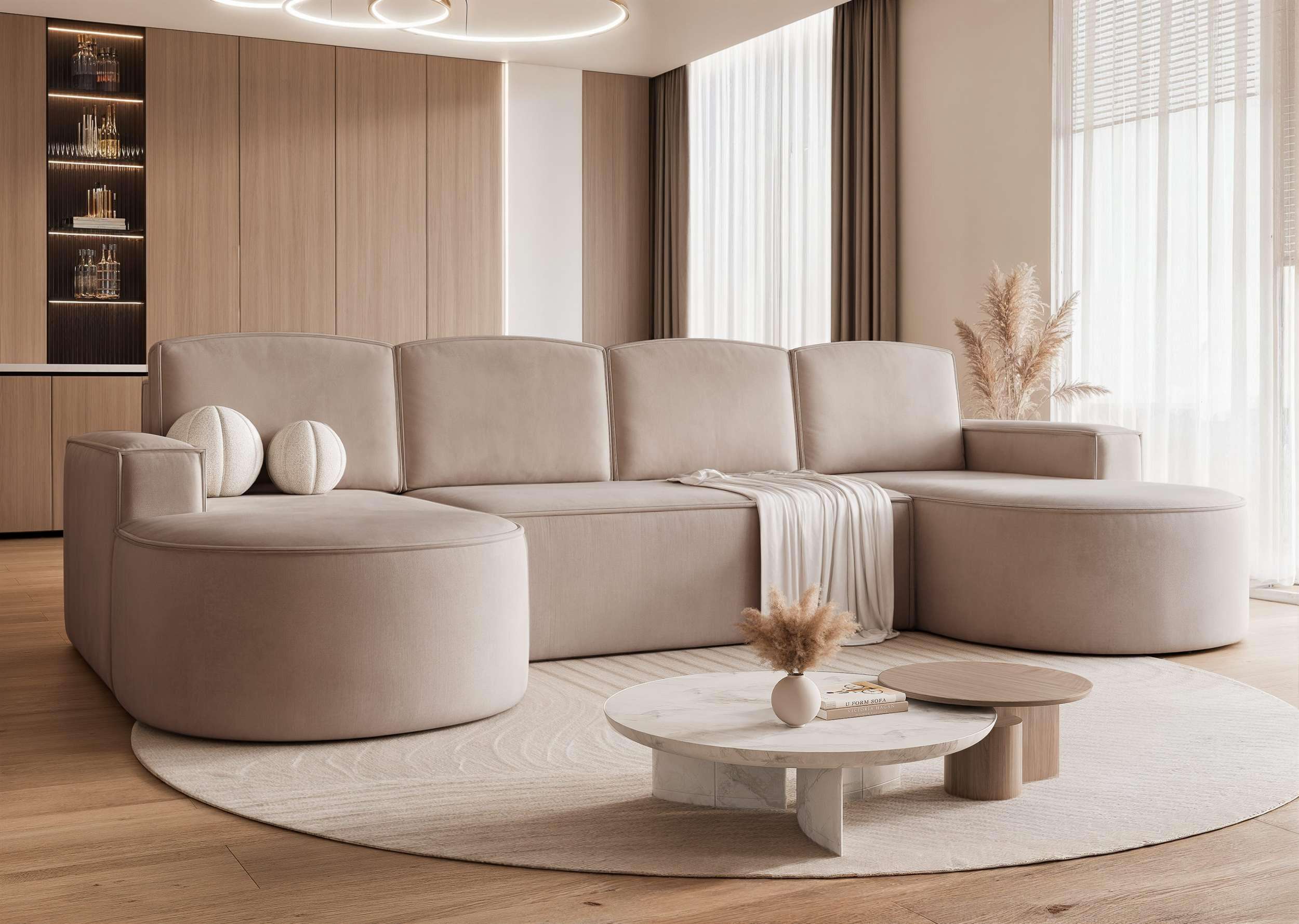 Thumbnail - Idohome Wohnlandschaft, Braun, Textil, 4-Sitzer, U-Form, 316x88x157 cm, Wohnzimmer, Sofas & Couches, Wohnlandschaften, W...