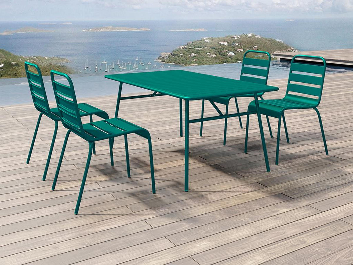 GARTENTISCH - L. 160 cm - Metall - Blau - MIRMANDE von MYLIA - Blau, Metall (160/80/74.5cm) - Vente-Unique