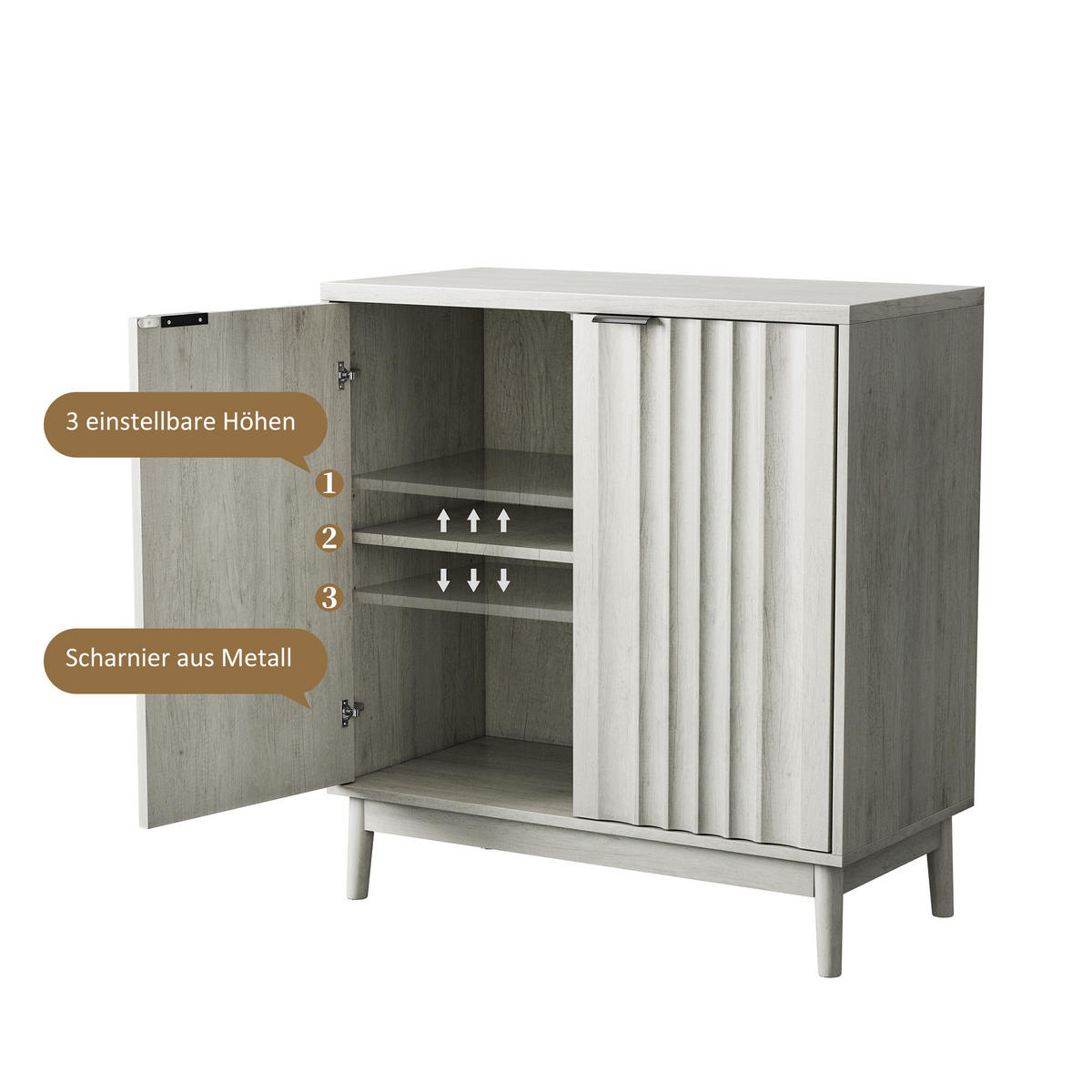 KOMMODE Grau 80/39.80/85.80 cm - Grau, Holzwerkstoff (39.8/85.8/80cm) - Urban Meuble