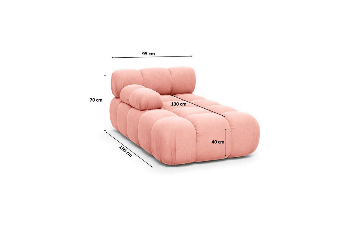 CHAISELONGUE Modular, Veloursstoff Salvador, Rosa, Links, Selia - Graphitfarben/Rosa, Holz (95/70/160cm) - Kaiser Möbel